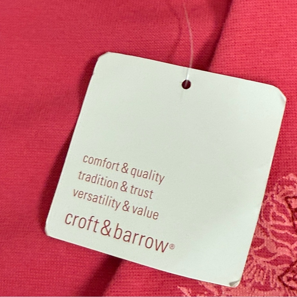 NWT Croft & Barrow Pink Embroidered Floral Sleeveless Wrap Tank Top PXL Stretch - Picture 6 of 9